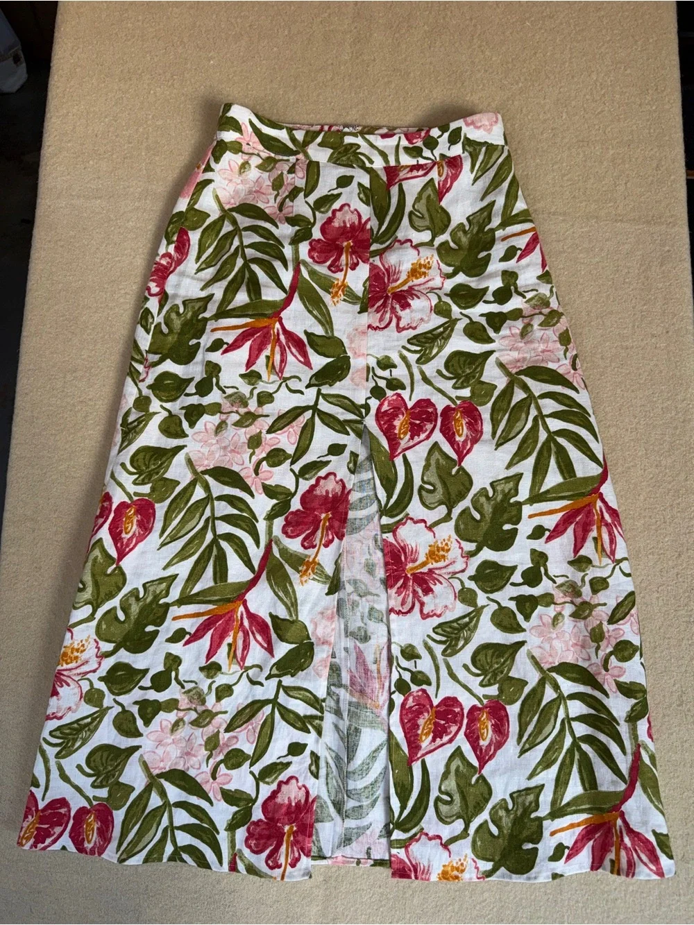Reformation jonas skirt in Kauai 100% linen Floral Midi Skirt size 2